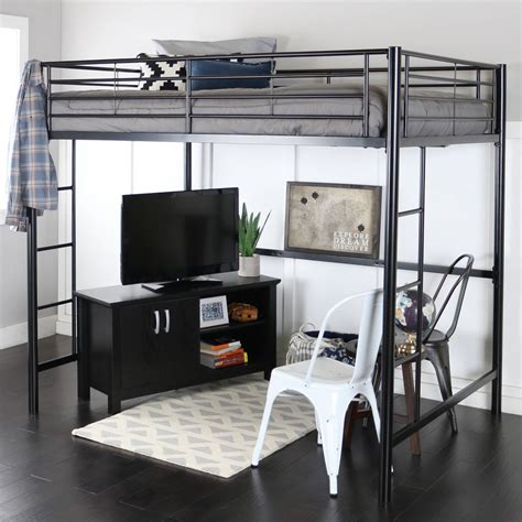 Manor Park Full Size Premium Metal Loft Bed, Black - Walmart.com