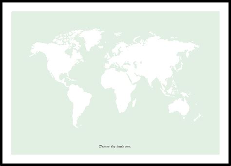 World map poster in green | Art posters online