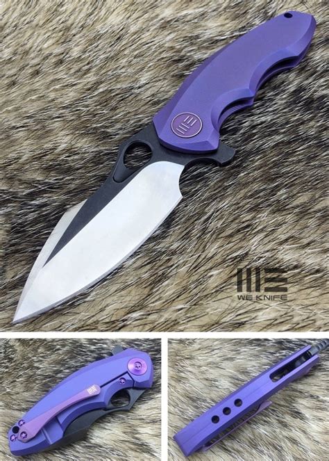 We Knife 605G Blue handle, satin grind/black surface blade Knife - Blades and Triggers