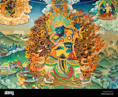 Tibetan Buddhist painting New Ghoom Monastery Darjeeling Stock Photo - Alamy