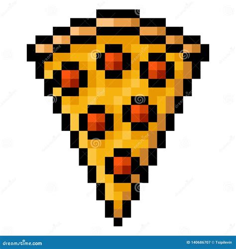 Slice of Pepperoni Pizza Pixel Art Stock Illustration - Illustration of ...