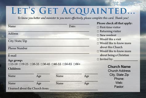 Printable Church Visitor Card Template