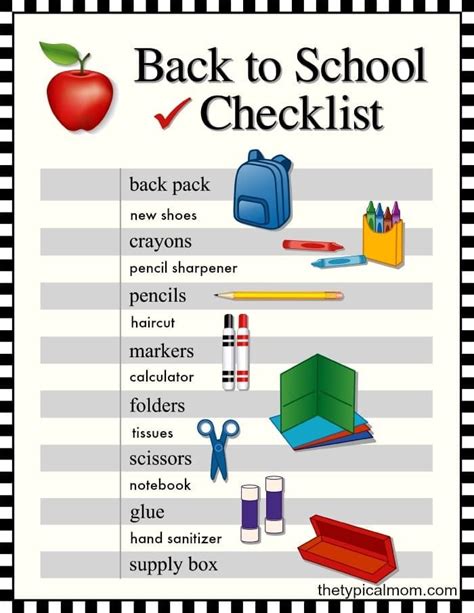 Free Printable Back to School Checklist · The Typical Mom