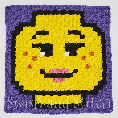 Brick Face Daughter C2C Crochet Block (LEGO Inspired) - Swish and Stitch