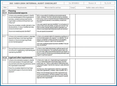 √ Free Printable Environmental Compliance Audit Checklist Template ...