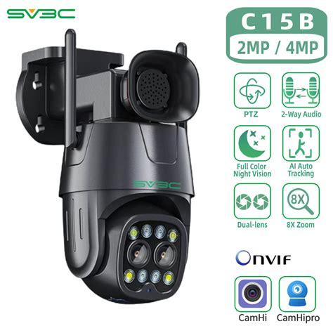 Dual Lens Surveillance Camera With Wifi, SV3C Outdoor 2MP/4MP 8X Hybrid ...