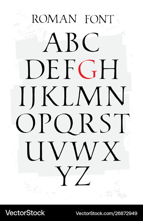 Set classic roman font capital letters uneven Vector Image