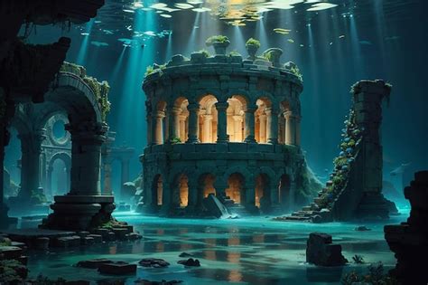 Premium AI Image | Underwater Atlantis Gala Ancient Ruins Mythical ...