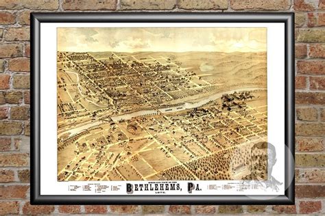 Vintage Bethlehem Map 1878 Old Map of Bethlehem | Etsy