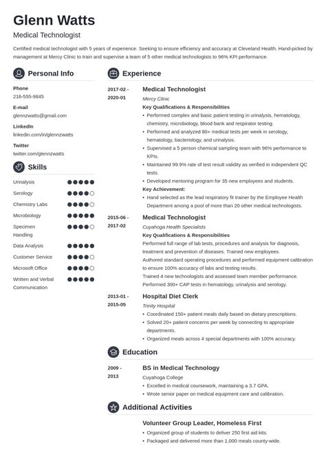 Medical Technologist Resume: Samples and Guide