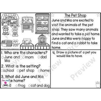 Kindergarten Story Element Worksheets- Set 5 by Mom Plus Teach is Neat