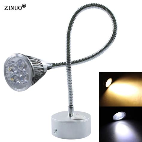 ZINUO 5W Silver Flexible Hose LED Wall Lamps Flexible Arm Light Lamp Bedside Reading Light Study ...