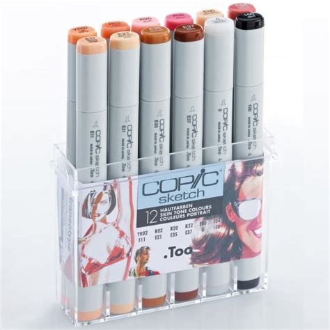 Copic Sketch Skin Tone Colours 12 Pack - Stationery & Pens from Crafty Arts UK