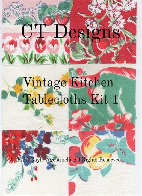 Vintage Kitchen Tablecloths Kit 1 Digital Download - Etsy