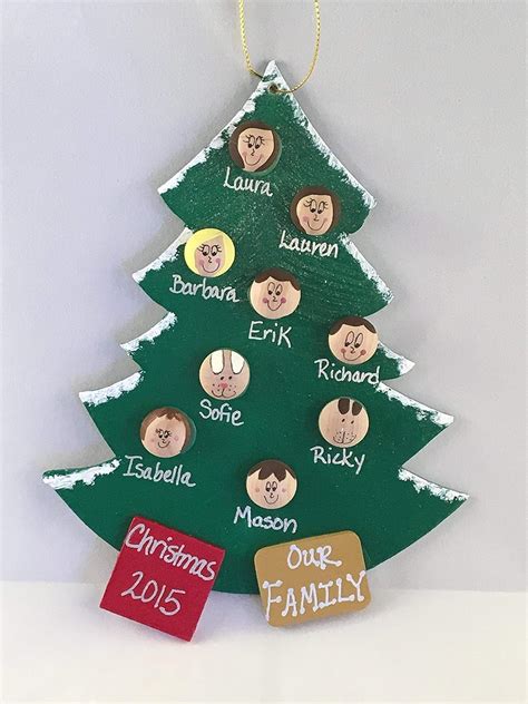 Amazon.com: Personalized Family Christmas Tree Ornament - Up to 16 Faces: Handmade