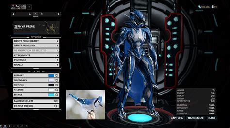 [Fashion Frame] Zephyr Prime Blue Jay : r/Warframe