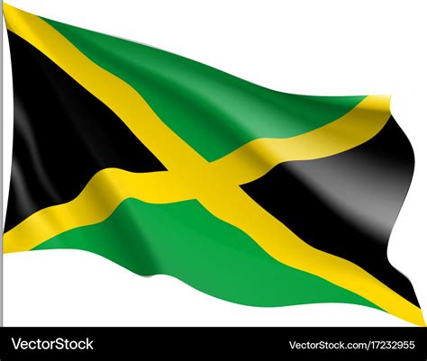 Waving flag of jamaica Royalty Free Vector Image