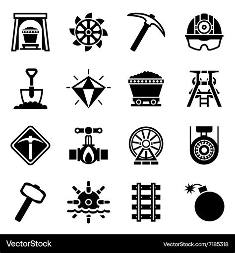 Mining icon set Royalty Free Vector Image - VectorStock