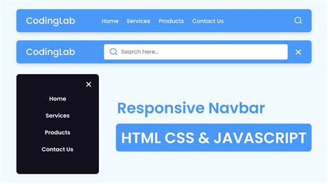 Create Responsive Navigation Bar in HTML CSS & JavaScript