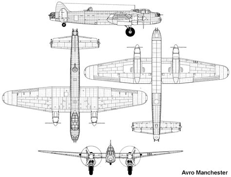 Avro Manchester Blueprint - Download free blueprint for 3D modeling