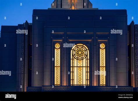 Gilbert LDS temple at sunset Stock Photo - Alamy