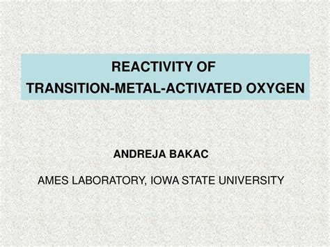 Transition metals reactivity - actwest