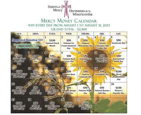 Summer Money Calendars Are Now Available! - Sisters of Mercy