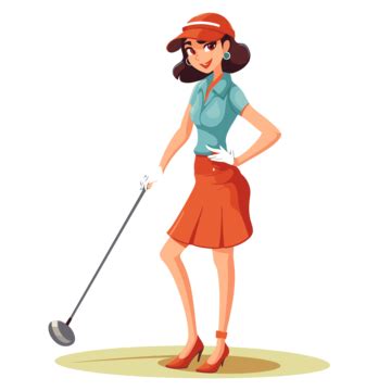 Golfer Girl Illustration Vector, Free Ladies Golf, Free Ladies Golf Clipart, Cartoon Free Ladies ...