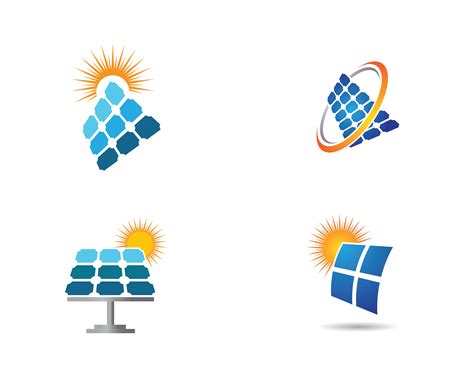 Solar panels with sun logo set 1078329 Vector Art at Vecteezy