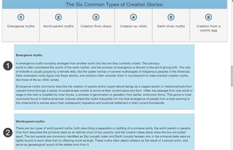 Each creation myth will get its own summary | Chegg.com