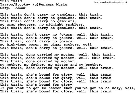 Peter, Paul and Mary song: This Train, lyrics