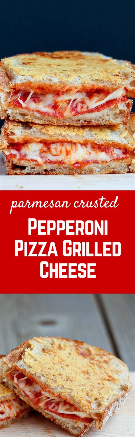 Pepperoni Pizza Grilled Cheese with a crispy parmesan cheese crust - so ...