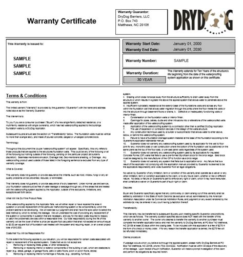 Warranty-Certificate-for-Product 6 - Printable Samples