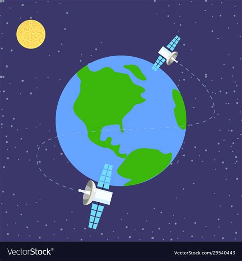 Satellite orbiting around planet earth simple Vector Image