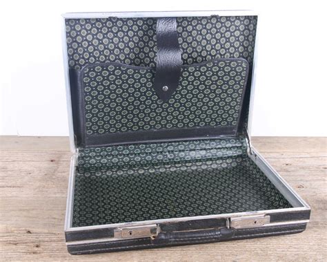 Vintage Black Briefcase / Antique Hardshell Black Briefcase / Suitcase Luggage / Old Suitcase ...