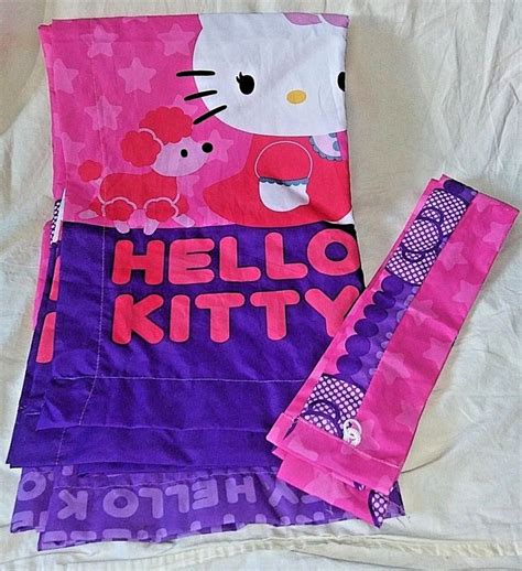 Hello Kitty Set of 2 Curtain Panels with Tie Backs 41" x 63" Pink Purple Drapes | Purple drapes ...