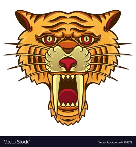 Saber tooth tiger tattoo Royalty Free Vector Image