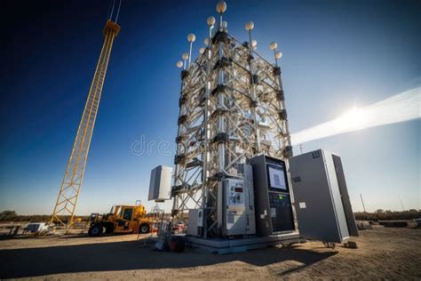 5g Network Installation, with the First 5g Tower Being Stock Illustration - Illustration of ...