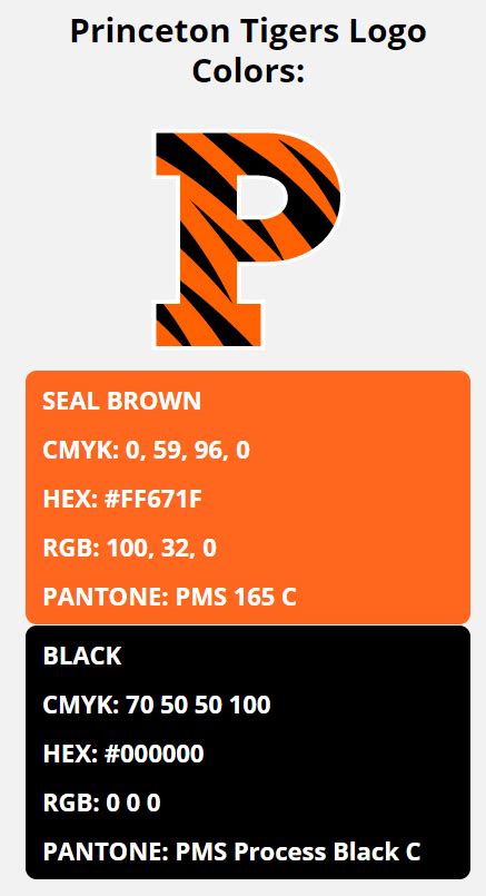 Princeton Tigers Team Colors | HEX, RGB, CMYK, PANTONE COLOR CODES OF ...