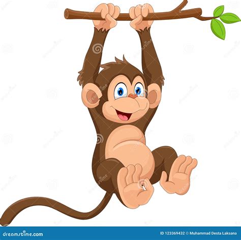 Cute Monkey Cartoon Eating Banana Vector Illustration | CartoonDealer.com #95000030