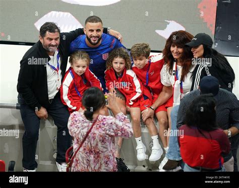 England's Kyle Walker with friends and family following the FIFA World Cup Group B match at the ...