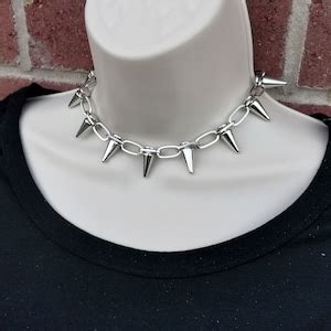 Spike Choker Necklace, Spike Chain Choker Necklace, Gothic Spike ...