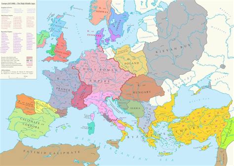 Map of Europe during the High Middle Ages (1000 A.D) [1600 × 1143 ...