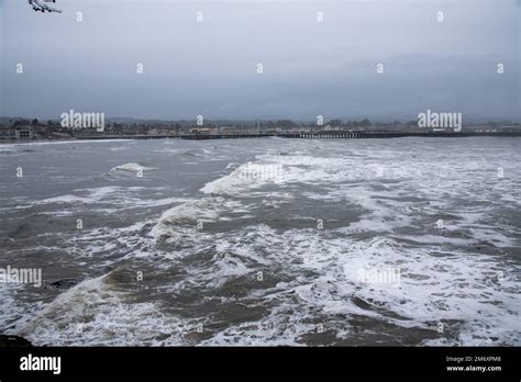 Bomb cyclone causes severe storm, flood damage, Santa Cruz, Jan 5, 2023; storm kills 2. Pier is ...