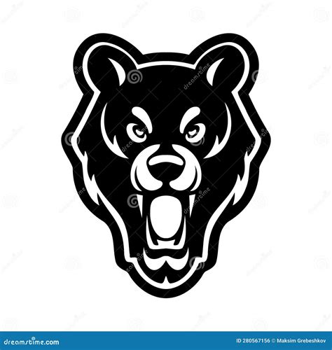 Bear Head Black and White Vector Icon. Stock Vector - Illustration of ...