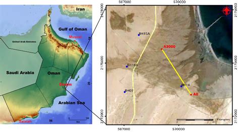 Location map of the area of interest at the Duqm site. The blue dots ...