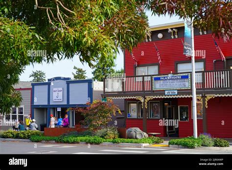 FRIDAY HARBOR, WA -1 OCT 2021- View of downtown Friday Harbor, the main town in the San Juan ...