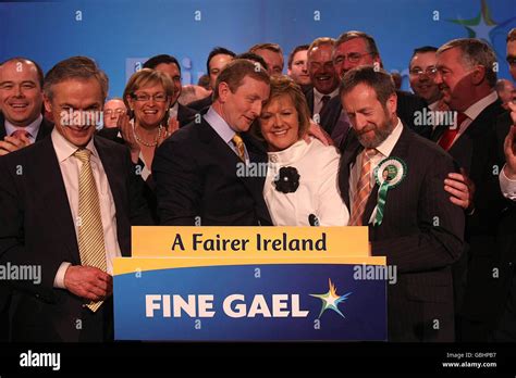 Fine Gael leader Enda Kenny with his wife Fionnuala and Deputy leader ...