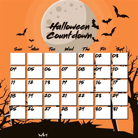 15 Best Printable Halloween Calendar for Free at Printablee.com | Halloween printables ...