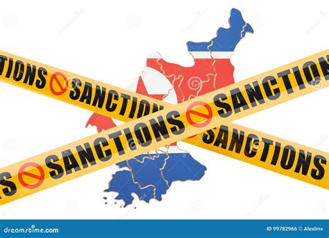 Sanctions Concept With Map Of North Korea, 3D Rendering Stock Illustration - Illustration of ...